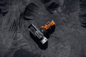 pen pit mine, extractive industry for coal, top view aerial drone P